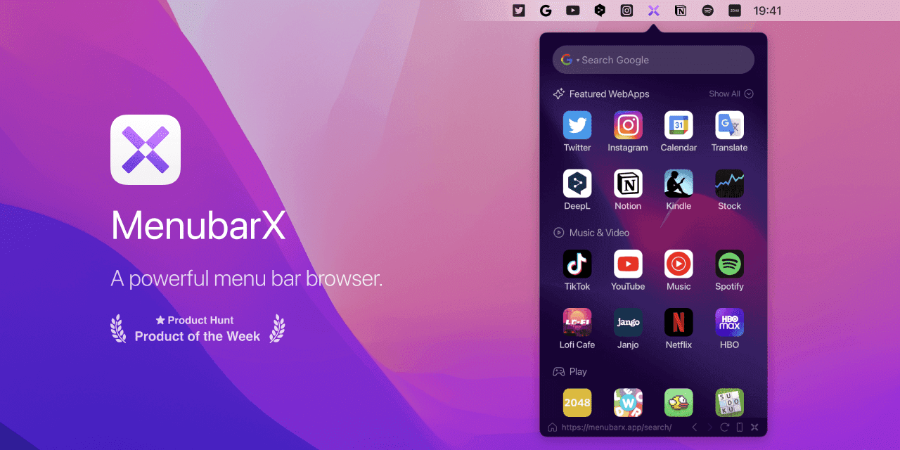 MenubarX:macOS 菜单栏 Mini 浏览器